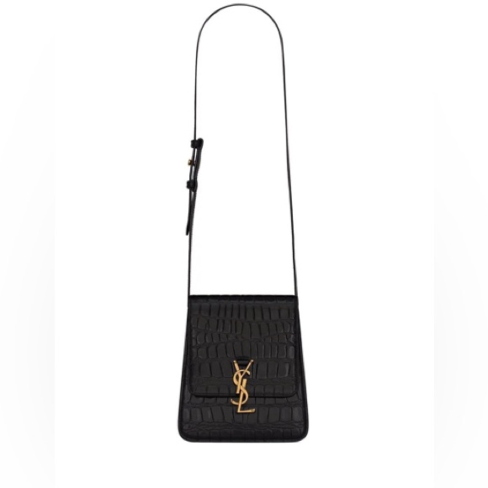 YSL Saint Laurent Black Kaia North/South Croc
Embossed Leather Shoulder Bag